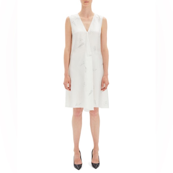 Nwt Theory Abstract Printed V-Neck Twill Short Dress